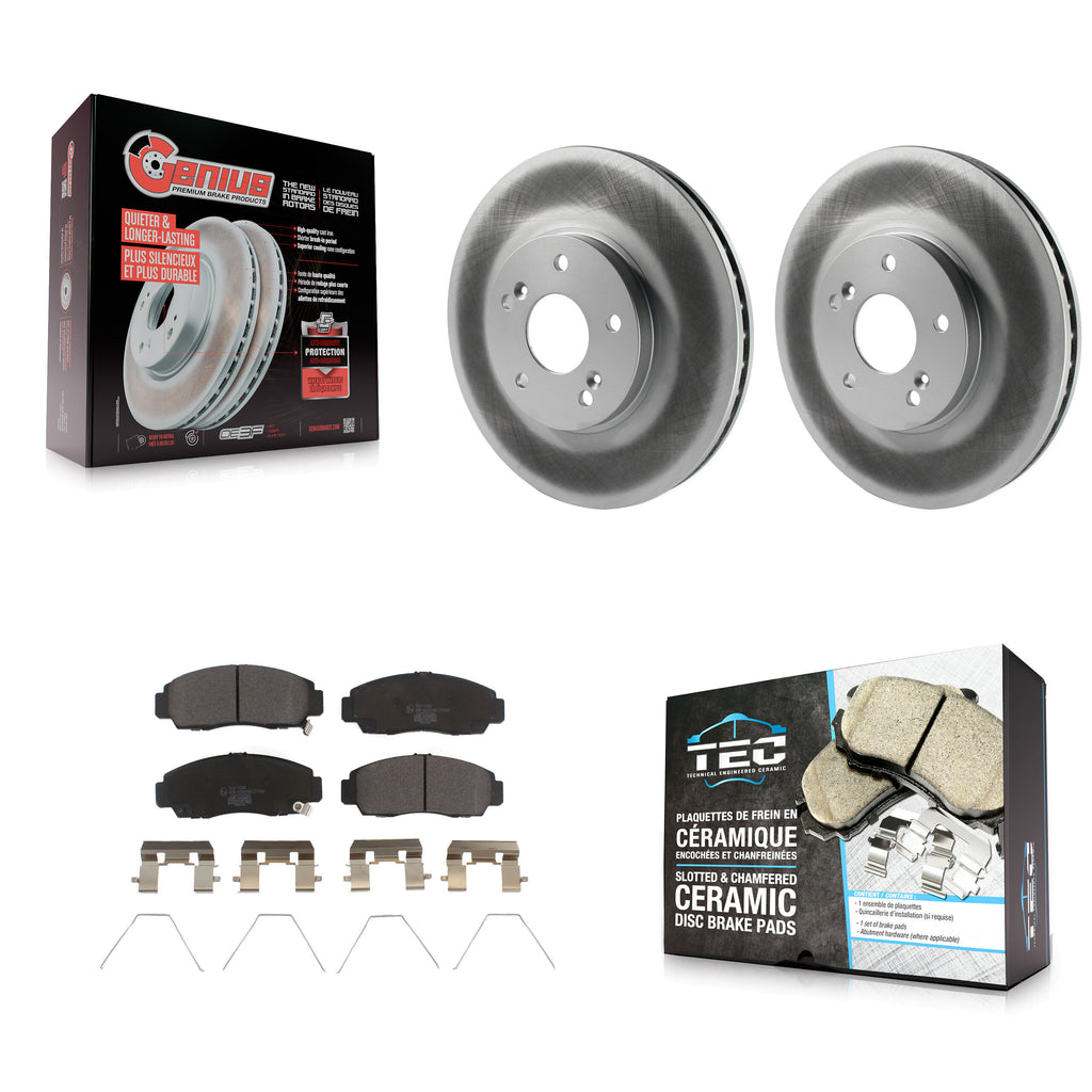 Front Coated Disc Brake Rotors And Ceramic Pads Kit For Honda Accord Acura TSX
