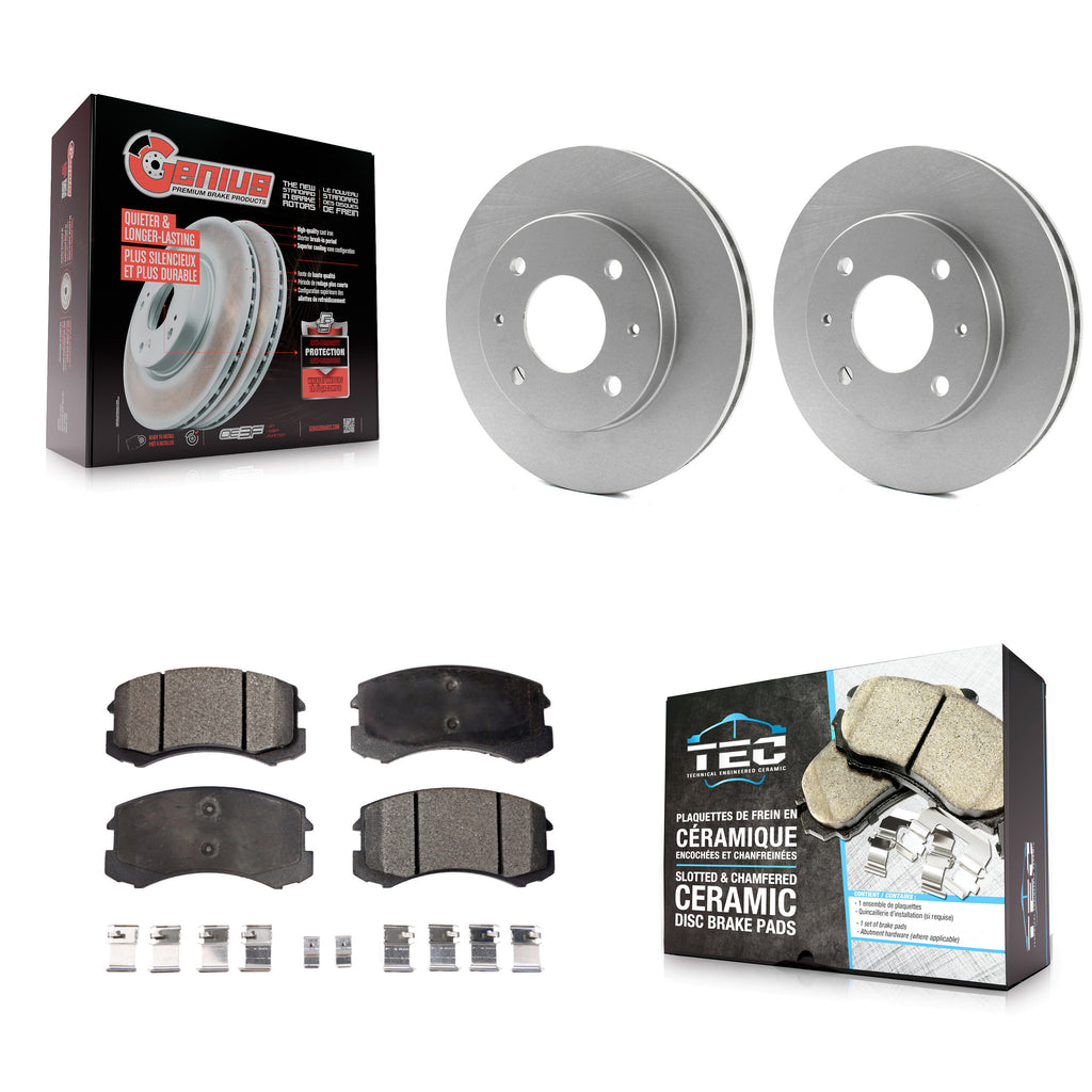 Front Coated Disc Brake Rotors And Ceramic Pads Kit For Mitsubishi Lancer