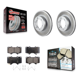 Front Coated Disc Brake Rotors And Ceramic Pads Kit For Toyota Tundra Sequoia