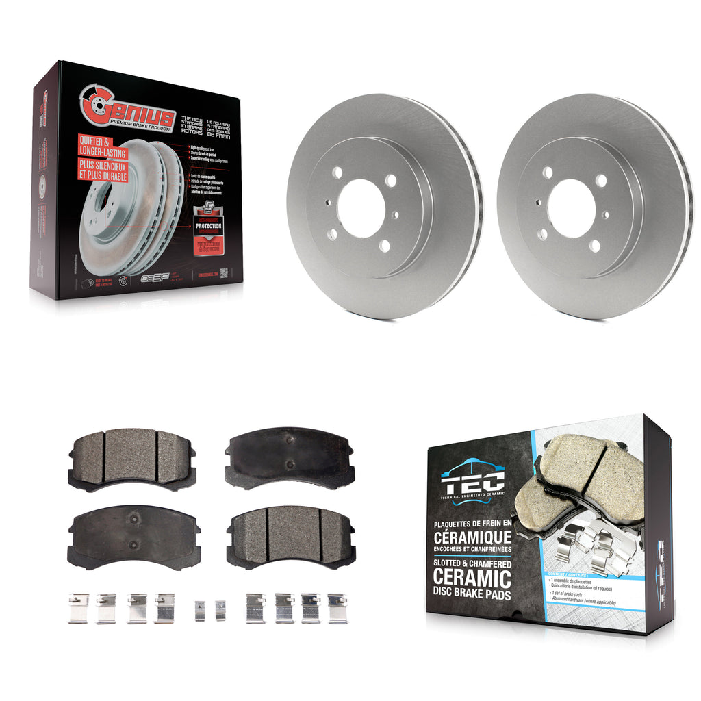 Front Coated Disc Brake Rotors And Ceramic Pads Kit For Mitsubishi Lancer