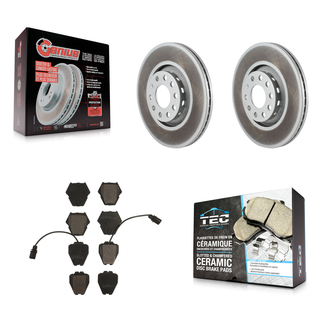 Front Coated Disc Brake Rotors And Ceramic Pads Kit For Audi A8 Quattro