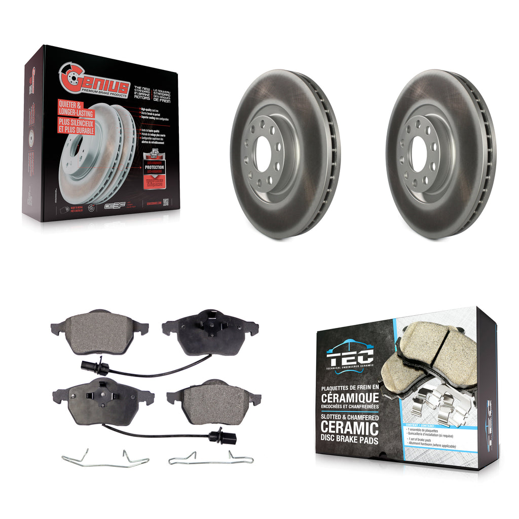 Kit de rotors de frein à disque à revêtement avant et de plaquettes en céramique pour Audi A6 Quattro 
