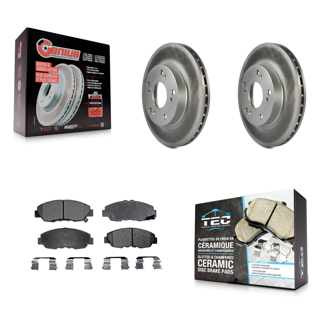Front Coated Disc Brake Rotors And Ceramic Pads Kit For Honda Civic