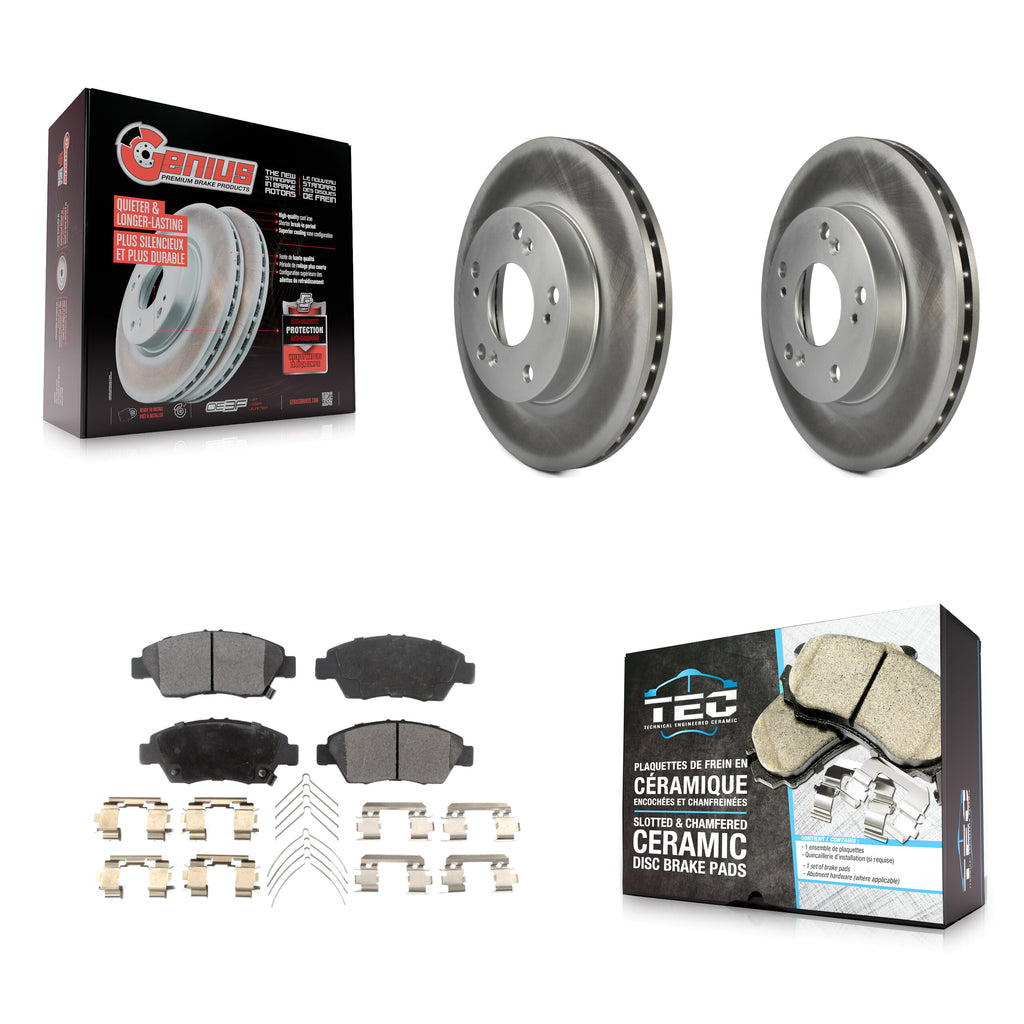 Front Coated Disc Brake Rotor And Ceramic Pad Kit For Honda Civic Acura RSX CR-Z
