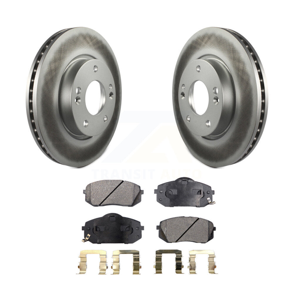 Front Coated Disc Brake Rotors And Ceramic Pads Kit For 2010-2012 Kia Rondo