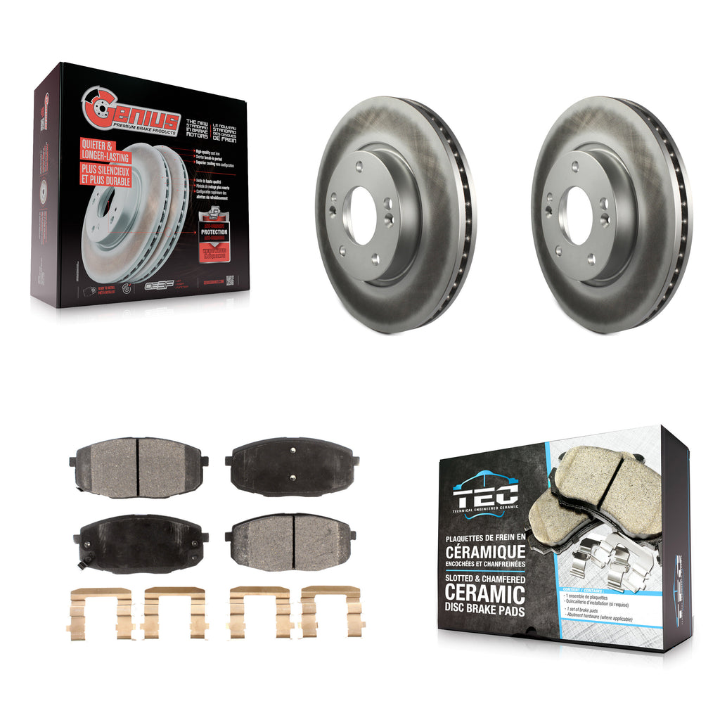 Rotors de frein à disque à revêtement avant et kit de plaquettes en céramique pour Hyundai Elantra 