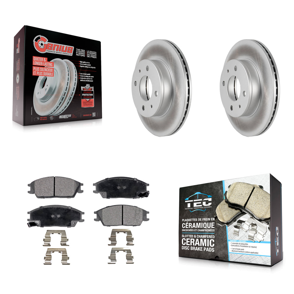 [Front] 2000-2005 Hyundai Accent Premium Coated Rotors & Ceramic Pads Brake Kit For Max Braking