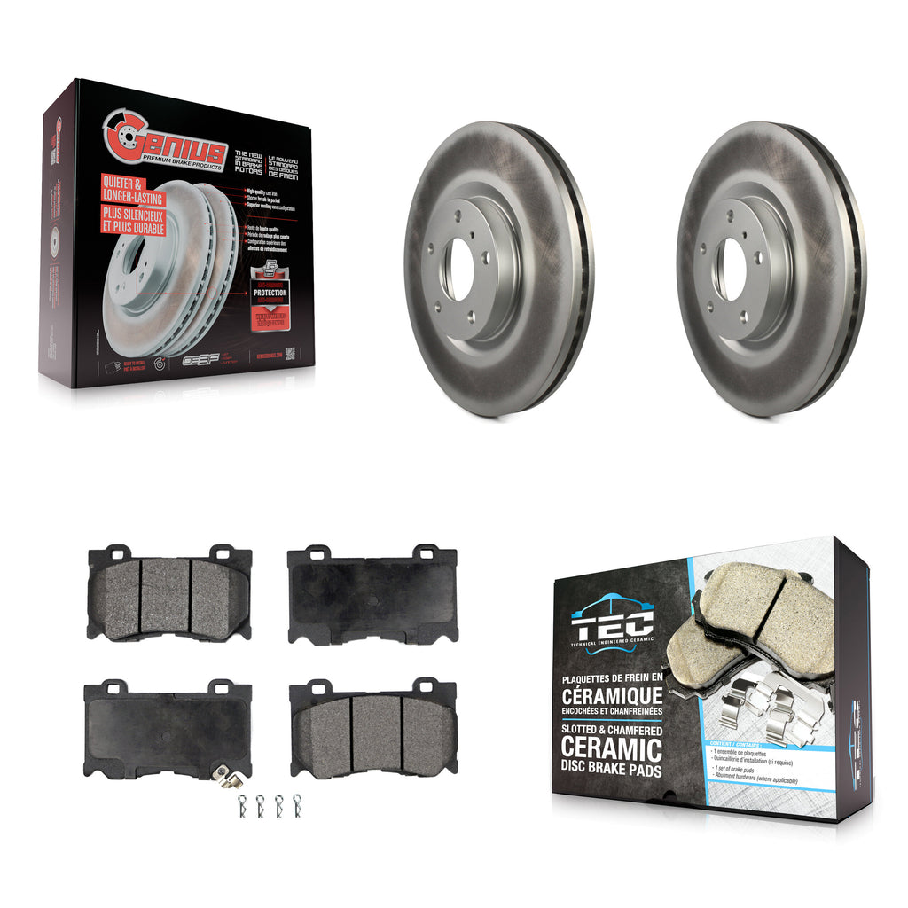 Front Coat Brake Rotor Ceramic Pad Kit For 17-18 INFINITI Q70 With Sport Package