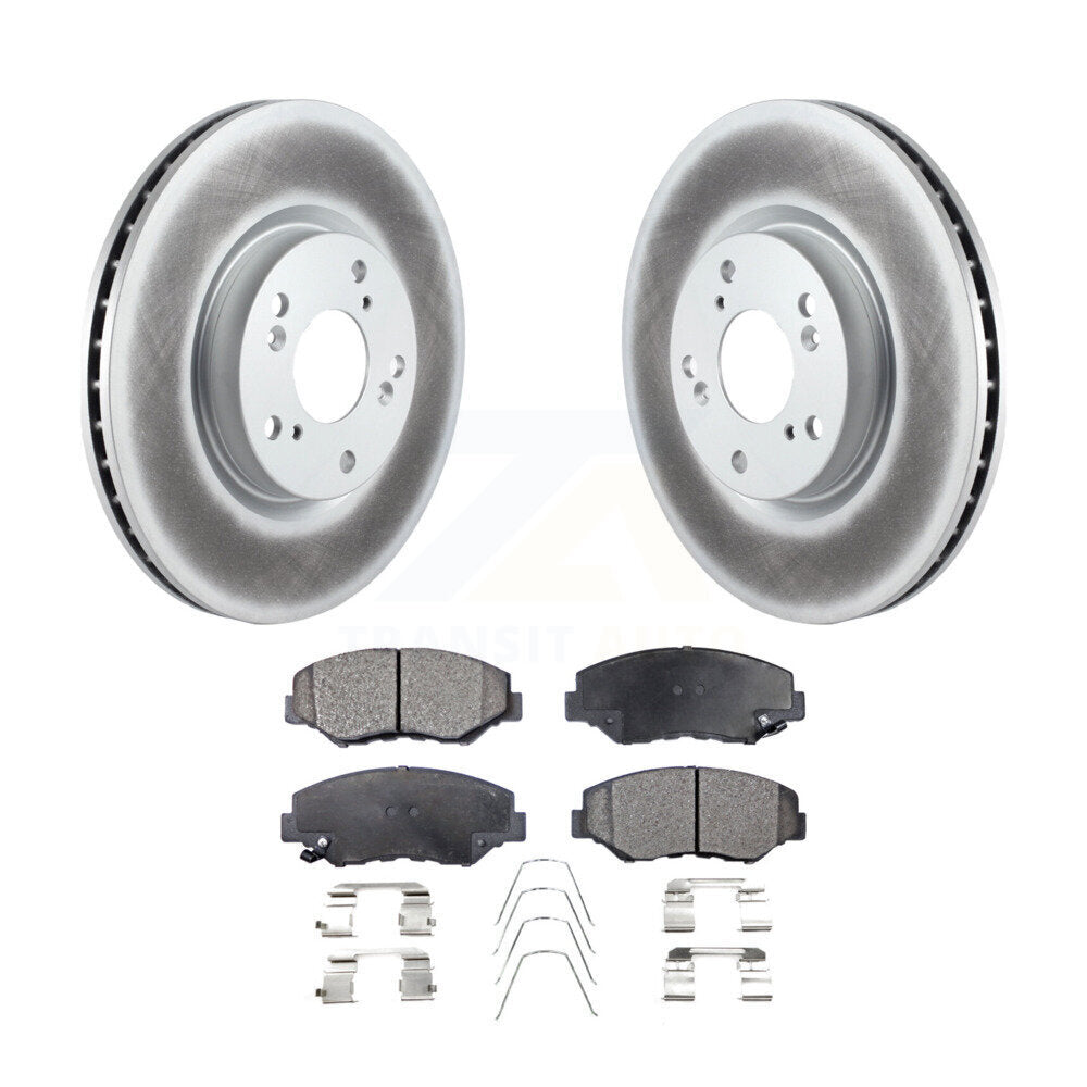 Front Coated Disc Brake Rotor And Ceramic Pad Kit For Honda Civic CR-V Acura ILX