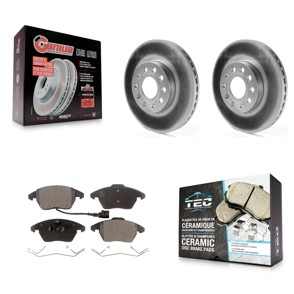 Front Coated Brake Rotor Ceramic Pad Kit For Volkswagen Jetta Beetle Golf Rabbit