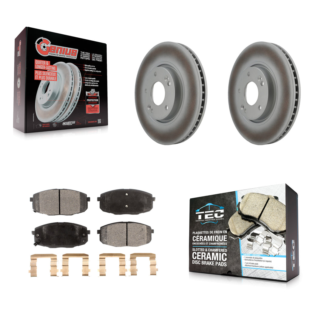 Front Coated Disc Brake Rotors And Ceramic Pads Kit For Kia Forte Koup Forte5