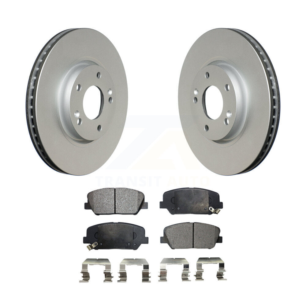 Front Coat Disc Brake Rotors Ceramic Pad Kit For Hyundai Veloster Kia Forte Koup