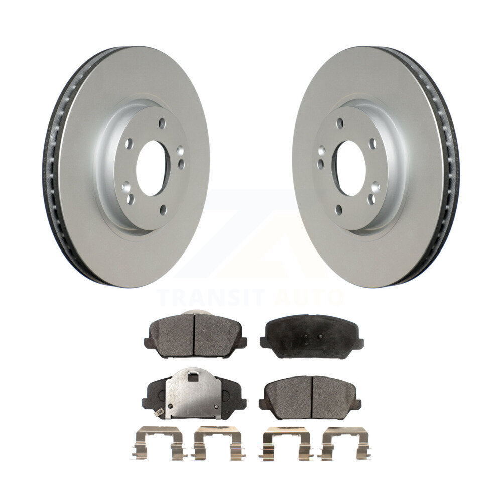 Front Coated Disc Brake Rotors And Ceramic Pads Kit For Kia Forte Forte5 Koup