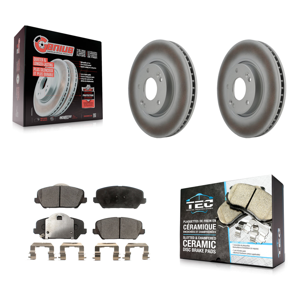 Front Coated Disc Brake Rotors And Ceramic Pads Kit For Kia Forte Forte5 Koup