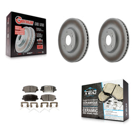 Front Coated Brake Rotor & Ceramic Pad Kit For Kia Forte Hyundai Veloster Forte5
