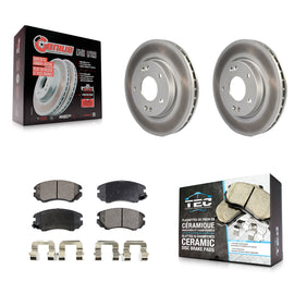 Front Coated Disc Brake Rotors And Ceramic Pads Kit For Hyundai Elantra