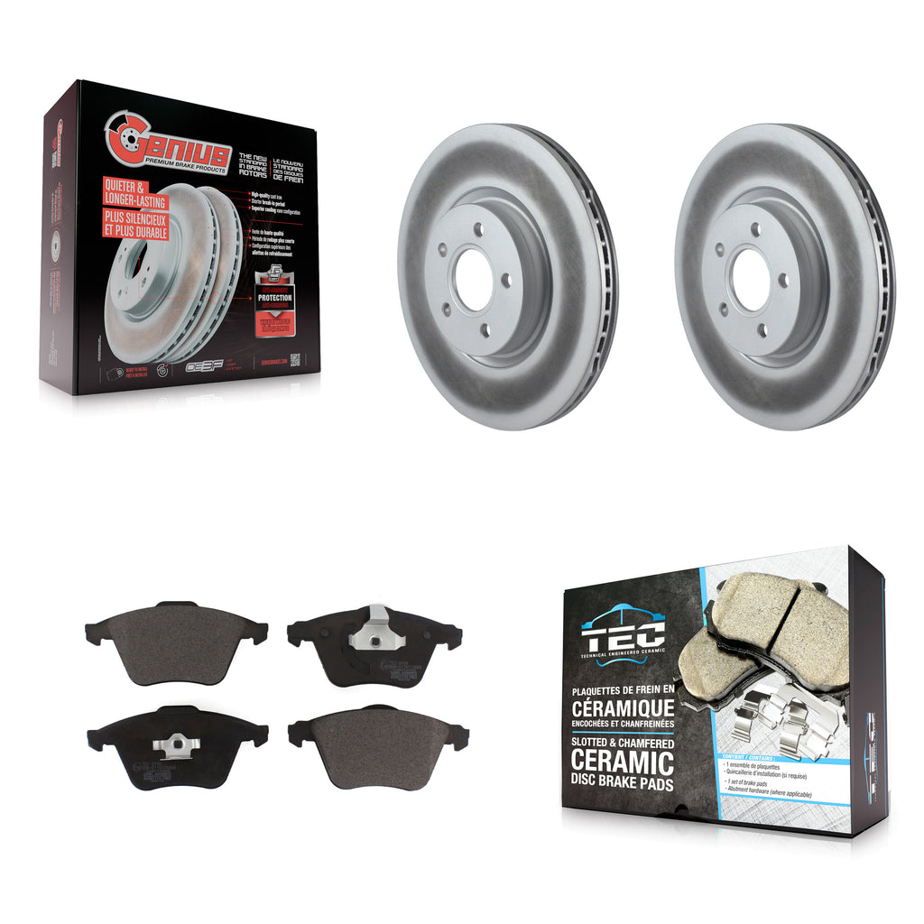 Front Coated Disc Brake Rotors And Ceramic Pads Kit For Volvo S40 C70 V50