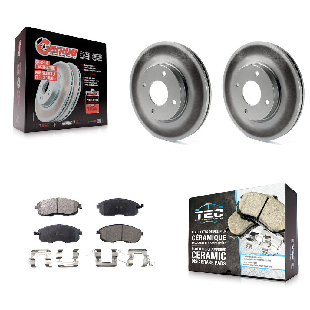 Front Coated Disc Brake Rotors And Ceramic Pads Kit For Nissan Sentra Versa Cube