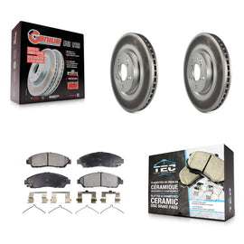 Front Coated Disc Brake Rotors Ceramic Pad Kit For Honda Pilot Acura MDX RLX ZDX