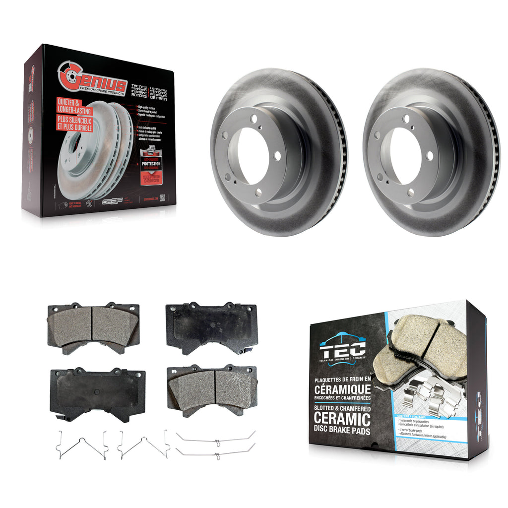 Front Coated Brake Rotor & Ceramic Pad Kit For Toyota Tundra Sequoia Lexus LX570