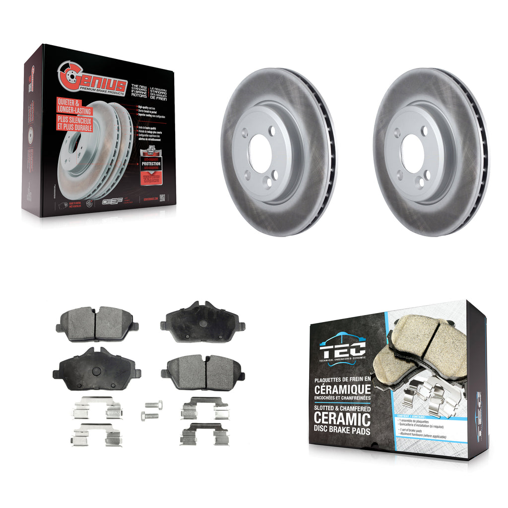 Front Coated Disc Brake Rotors And Ceramic Pads Kit For Mini Cooper