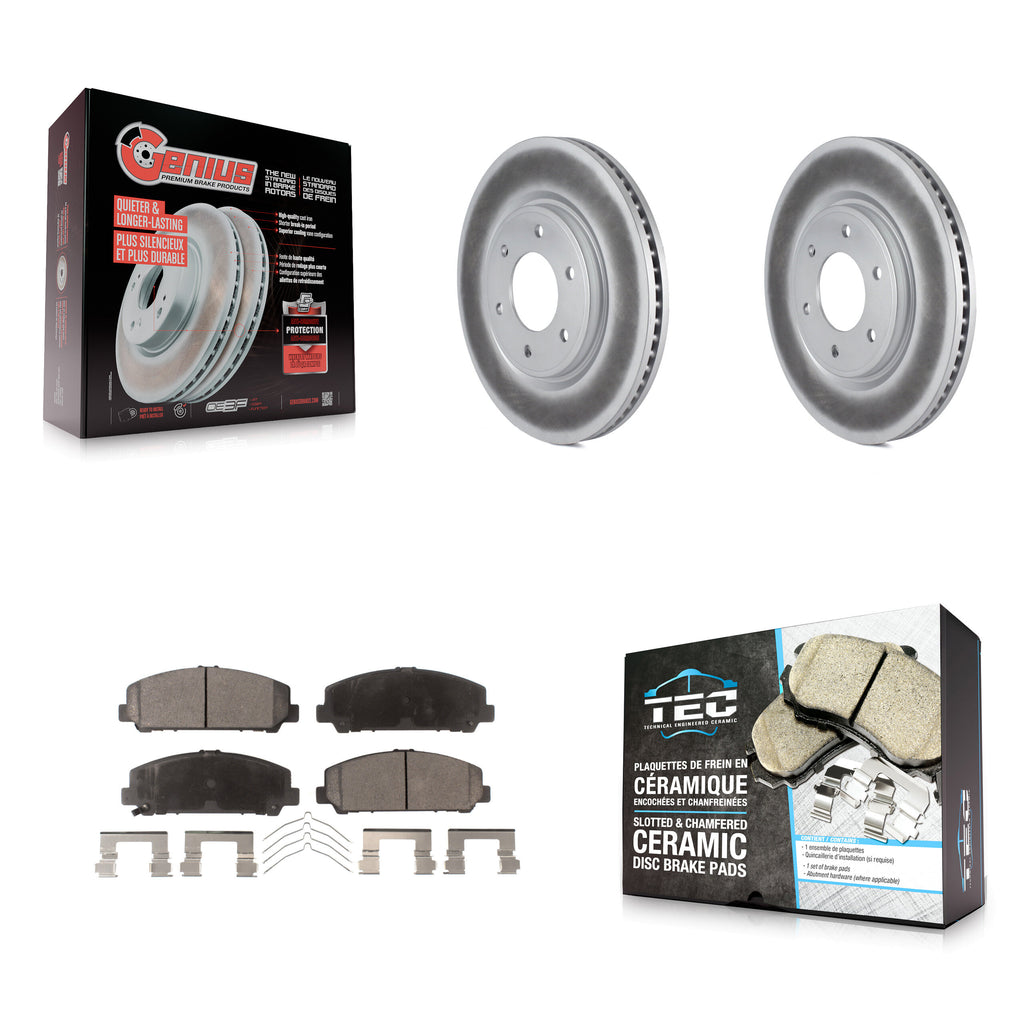 Front Coated Brake Rotor & Ceramic Pad Kit For Nissan TITAN Armada INFINITI QX80