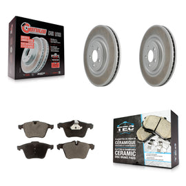 Front Coated Disc Brake Rotors And Ceramic Pads Kit For Jaguar XF XJ XKR XK