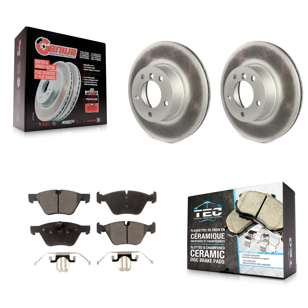 Front Coated Disc Brake Rotors And Ceramic Pads Kit For 2008 BMW 328xi To 08 07