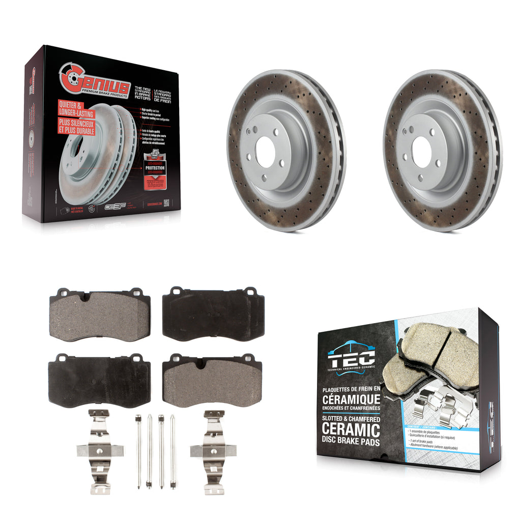 Front Coated Brake Rotor Ceramic Pad Kit For Mercedes-Benz S550 SL550 CL550 S600
