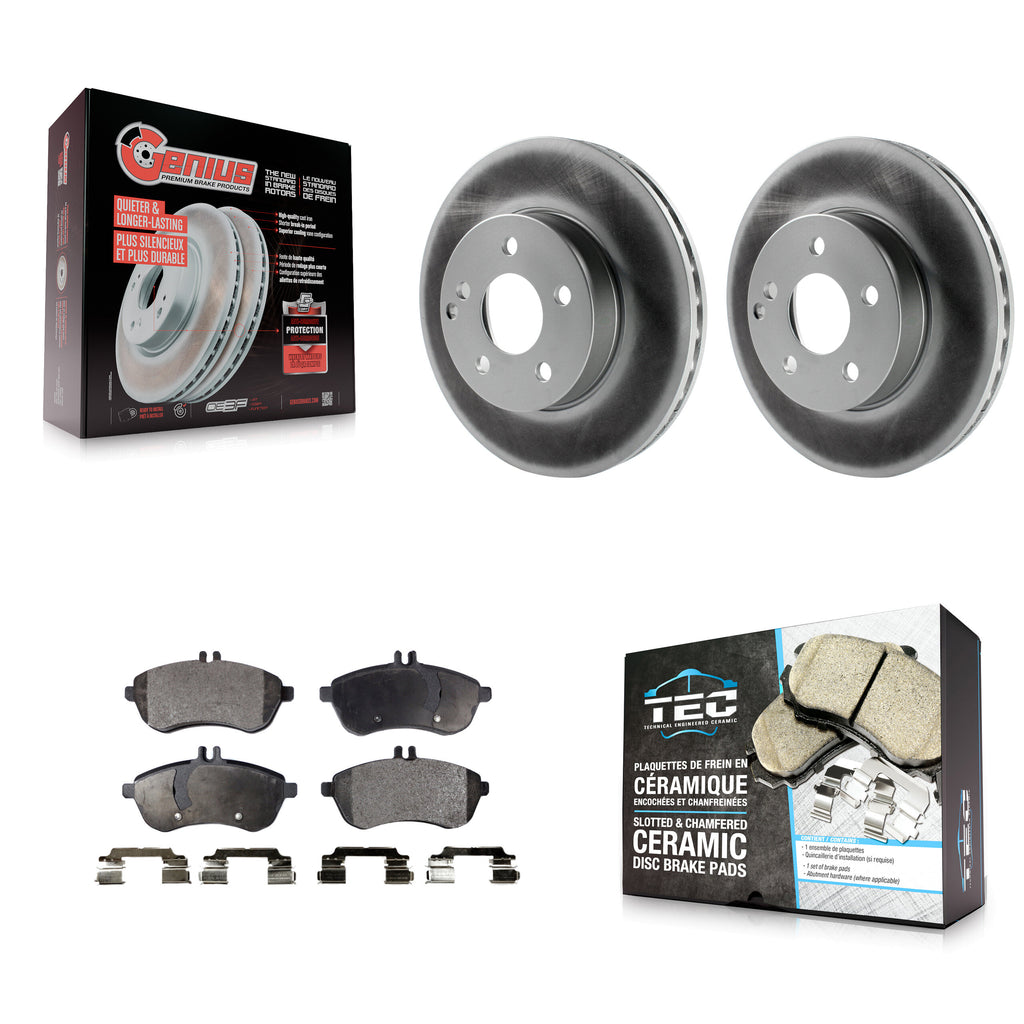 Front Coated Disc Brake Rotor & Ceramic Pad Kit For Mercedes-Benz C300 C250 C230