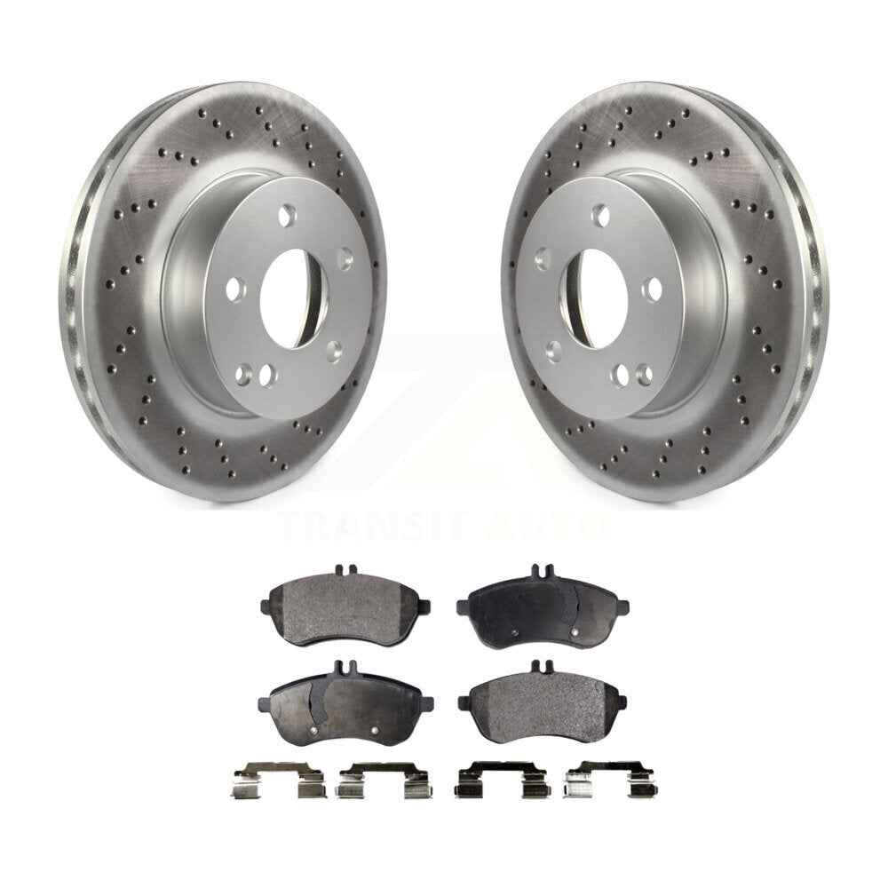 Front Coated Disc Brake Rotor & Ceramic Pad Kit For Mercedes-Benz C300 C250 C230