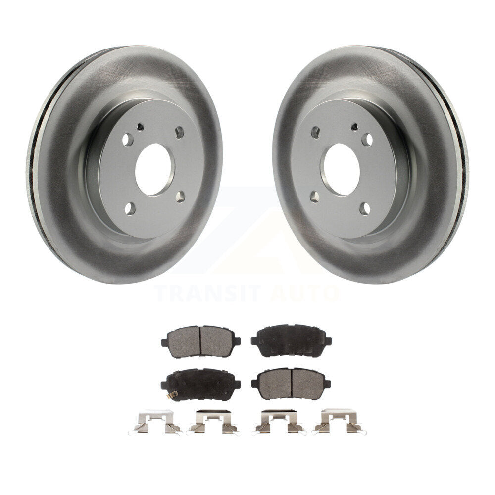 Front Coated Disc Brake Rotors And Ceramic Pads Kit For 2011-2014 Mazda 2