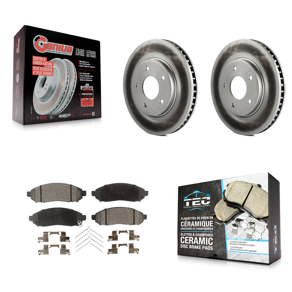 Front Coat Disc Brake Rotor Ceramic Pad Kit For Nissan NV200 LEAF Chevrolet City
