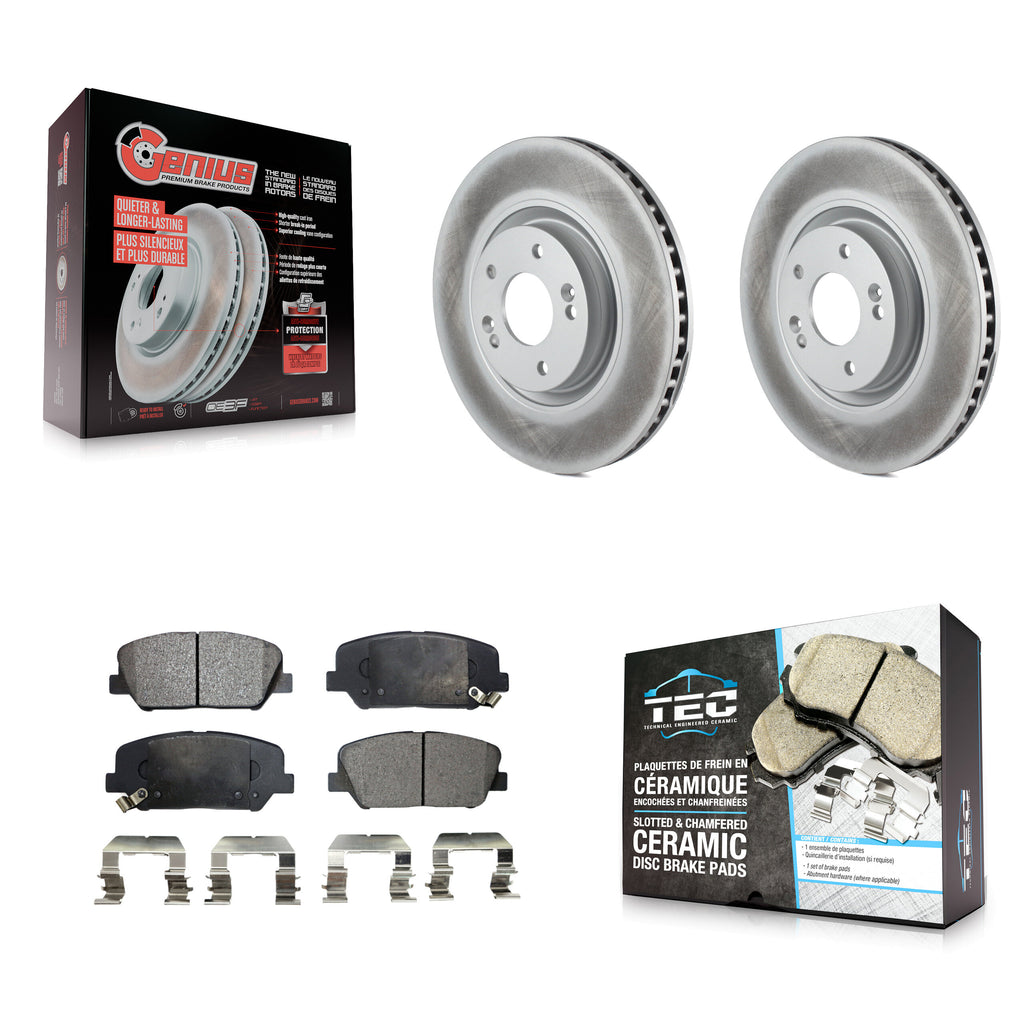 [Front] 2011-2015 Kia Optima 2.0L Premium Coated Rotors & Ceramic Pads Brake Kit For Max Braking