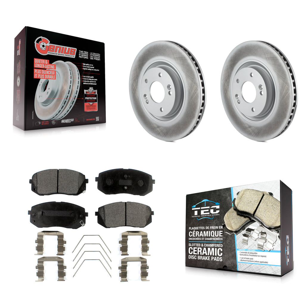 Front Coated Disc Brake Rotors And Ceramic Pad Kit For Hyundai Sonata Kia Optima