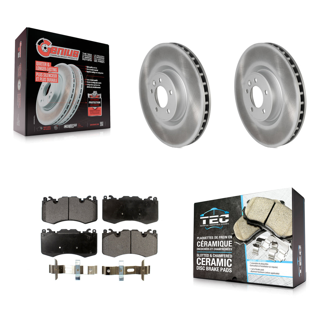 Front Coated Disc Brake Rotors And Ceramic Pads Kit For Land Rover Range Sport