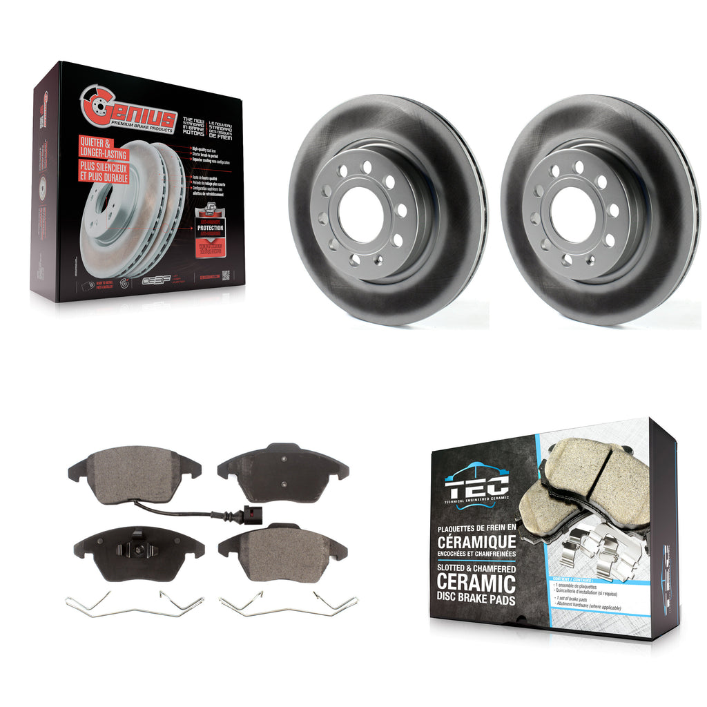 Front Coated Disc Brake Rotor Ceramic Pad Kit For Volkswagen GTI Audi A3 Quattro