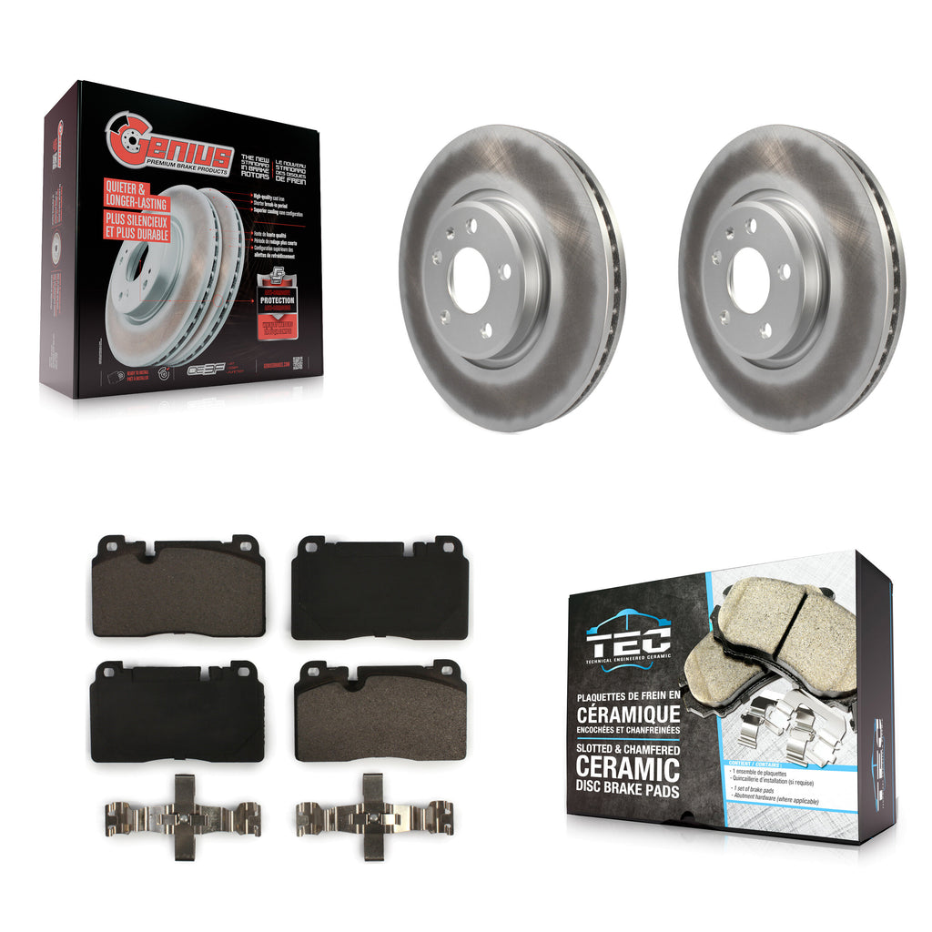 Front Coated Disc Brake Rotors And Ceramic Pads Kit For Audi Q5