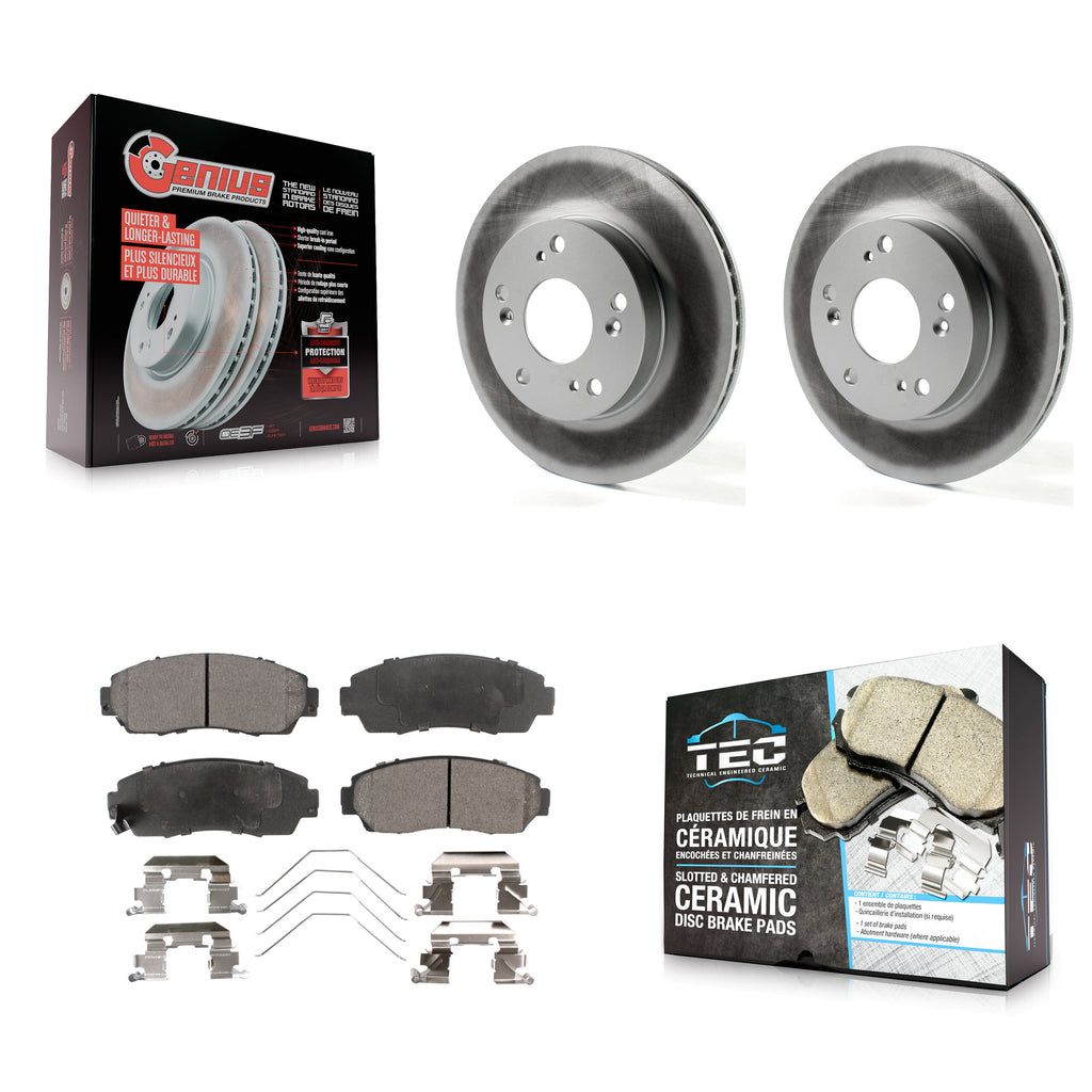 Front Coated Disc Brake Rotors And Ceramic Pads Kit For Honda Civic