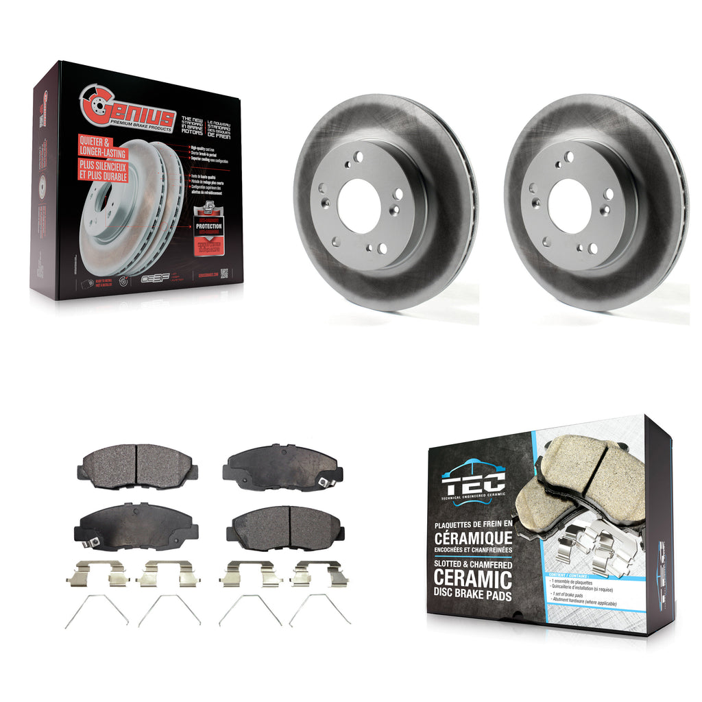 Front Coated Disc Brake Rotors And Ceramic Pads Kit For Honda Civic