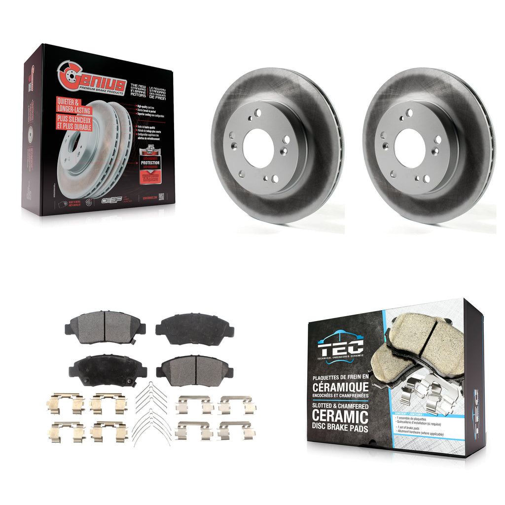 Front Coated Disc Brake Rotors And Ceramic Pads Kit For Honda Civic Acura ILX