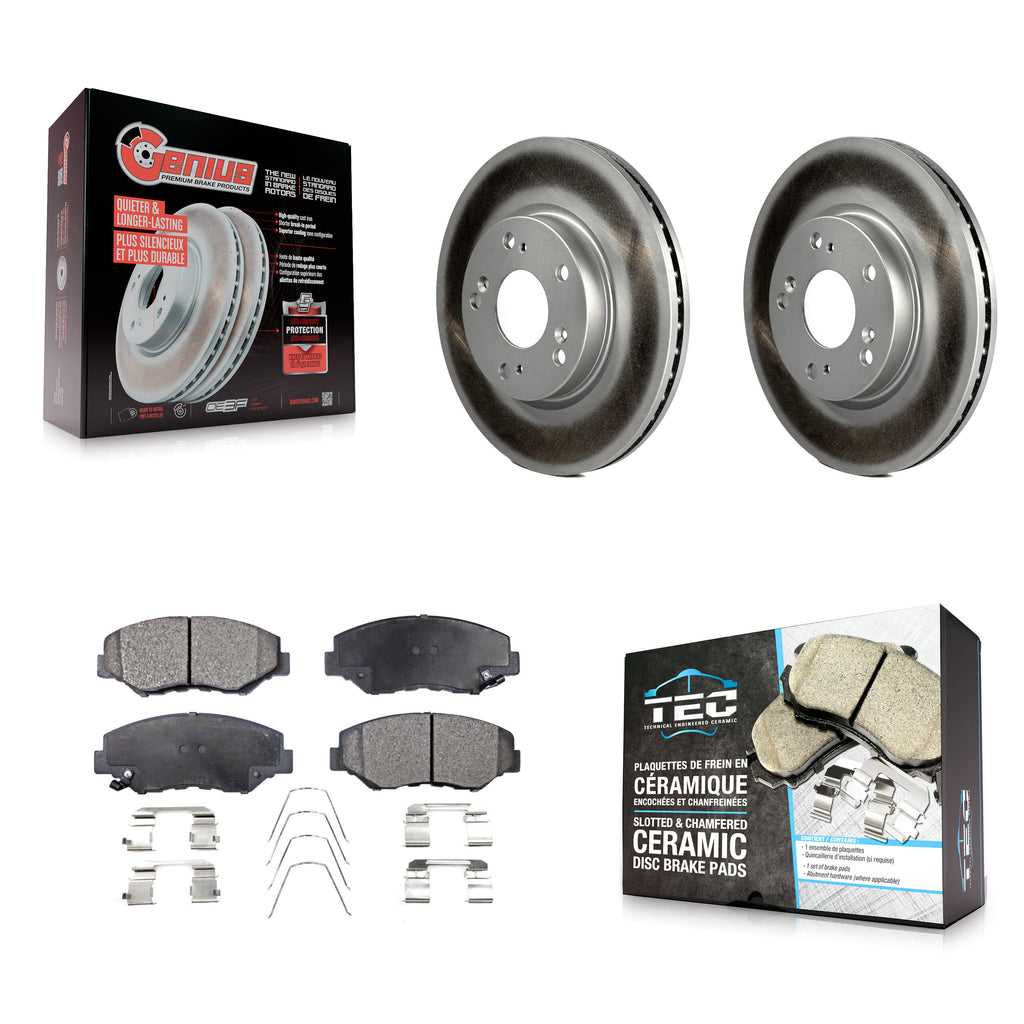 [Front] 2013 Acura ILX 2.0L Premium Coated Rotors & Ceramic Pads Brake Kit For Max Braking