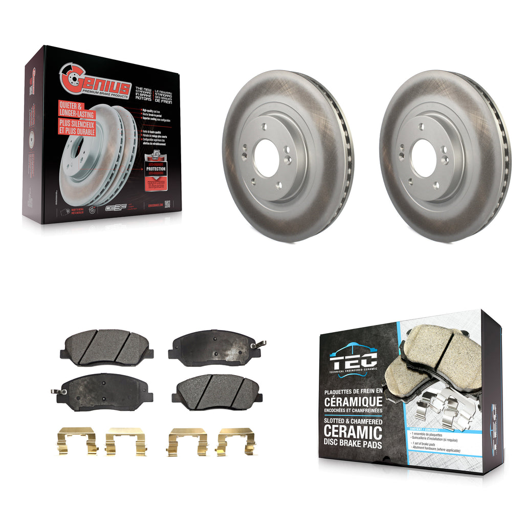 [Front] 2013-2016 Hyundai Santa Fe XL 3.3L Premium Coated Rotors & Ceramic Pads Brake Kit For Max Braking