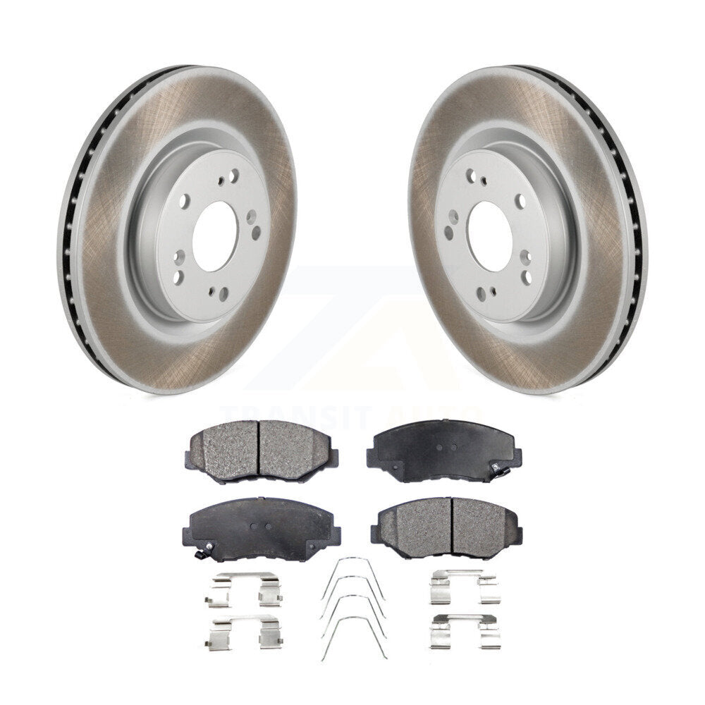 Front Coated Disc Brake Rotors And Ceramic Pads Kit For 2012-2016 Honda CR-V FWD