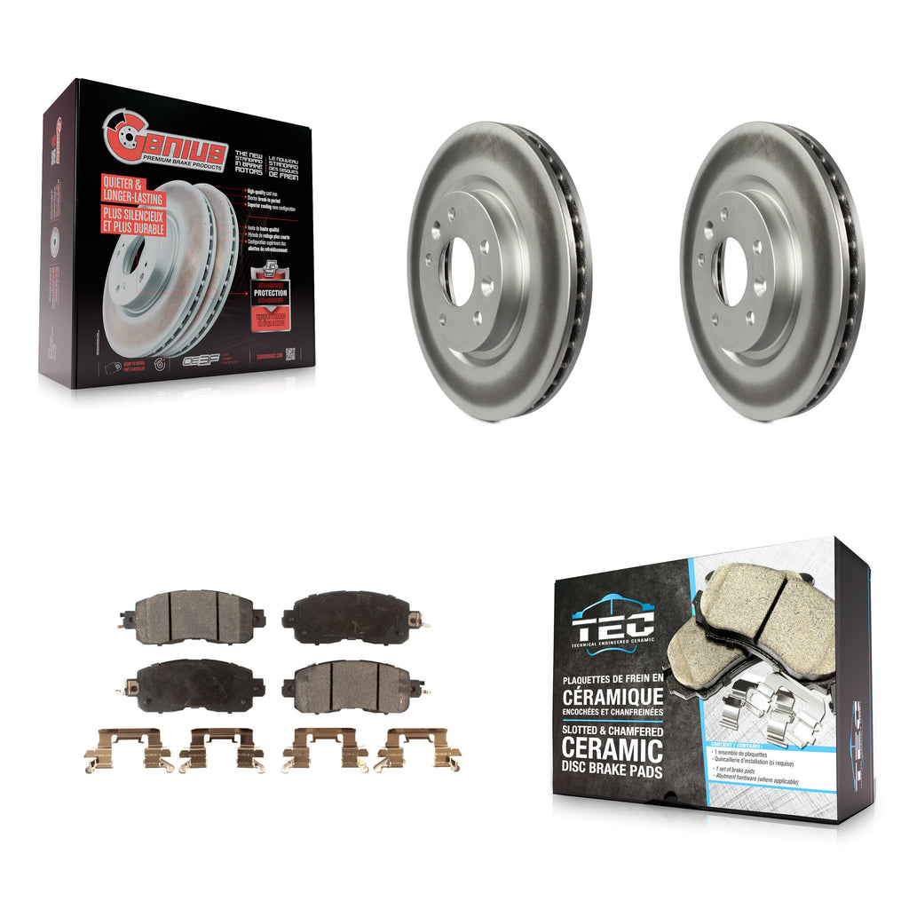 Front Coated Disc Brake Rotors And Ceramic Pads Kit For Nissan LEAF