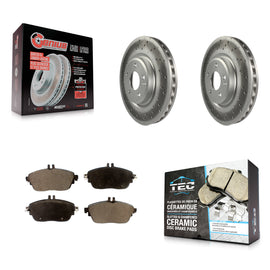 Front Coated Disc Brake Rotors & Ceramic Pad Kit For Mercedes-Benz GLA250 CLA250