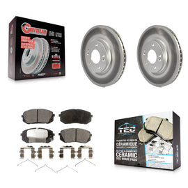 Front Coated Brake Rotor & Ceramic Pad Kit For Hyundai Sonata Kia Optima Niro EV
