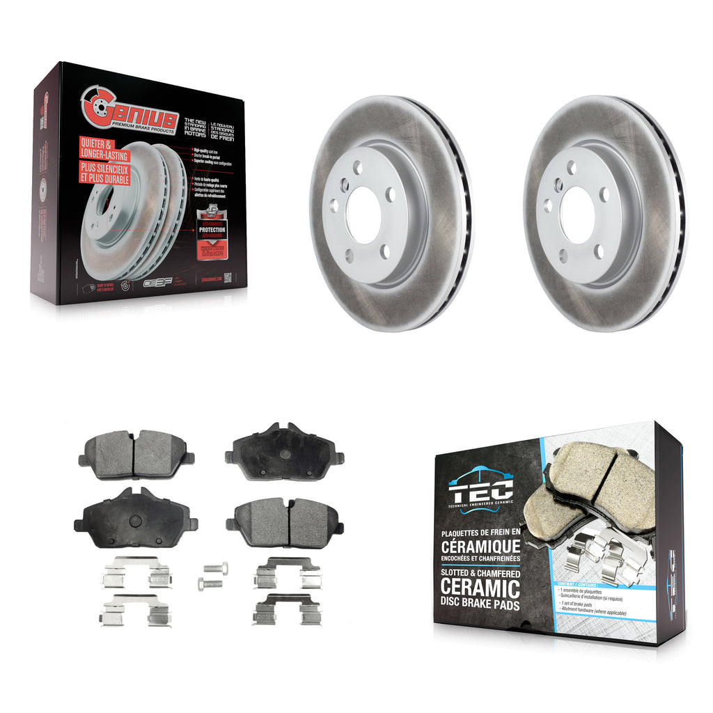 Front Coated Disc Brake Rotors And Ceramic Pads Kit For Mini Cooper