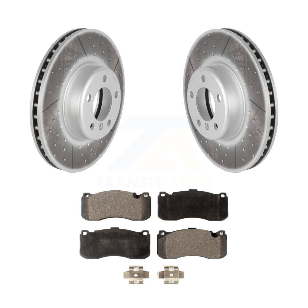 Front Coat Brake Rotor Ceramic Pad Kit For 13 BMW 328i With 340mm Diameter