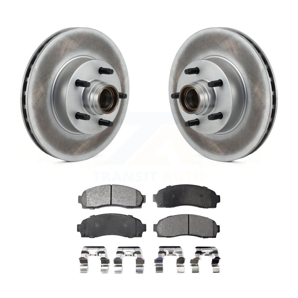 Front Coated Disc Brake Rotors Hub Ceramic Pad Kit For 2010-2011 Ford Ranger RWD